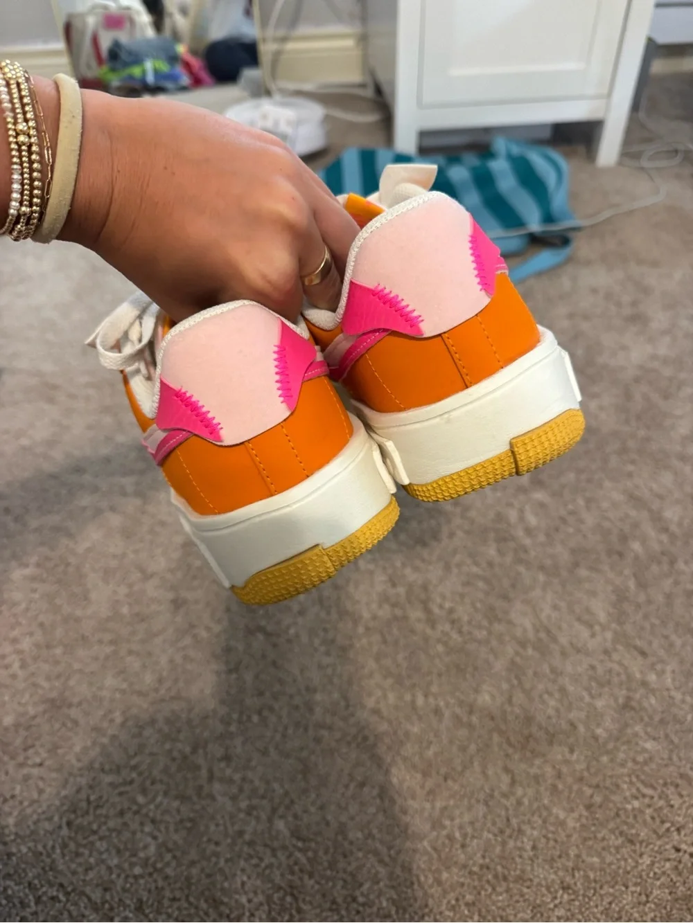 Pink and Orange Nike Air Force 1
